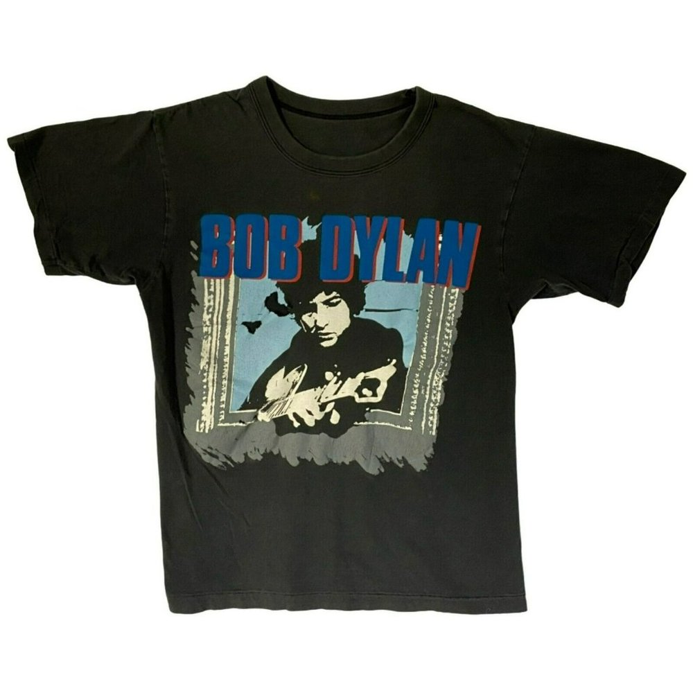 Vintage Bob Dylan 1986 JAPAN Tour w Tom Petty Graphic Short Sleeve Tee - Black